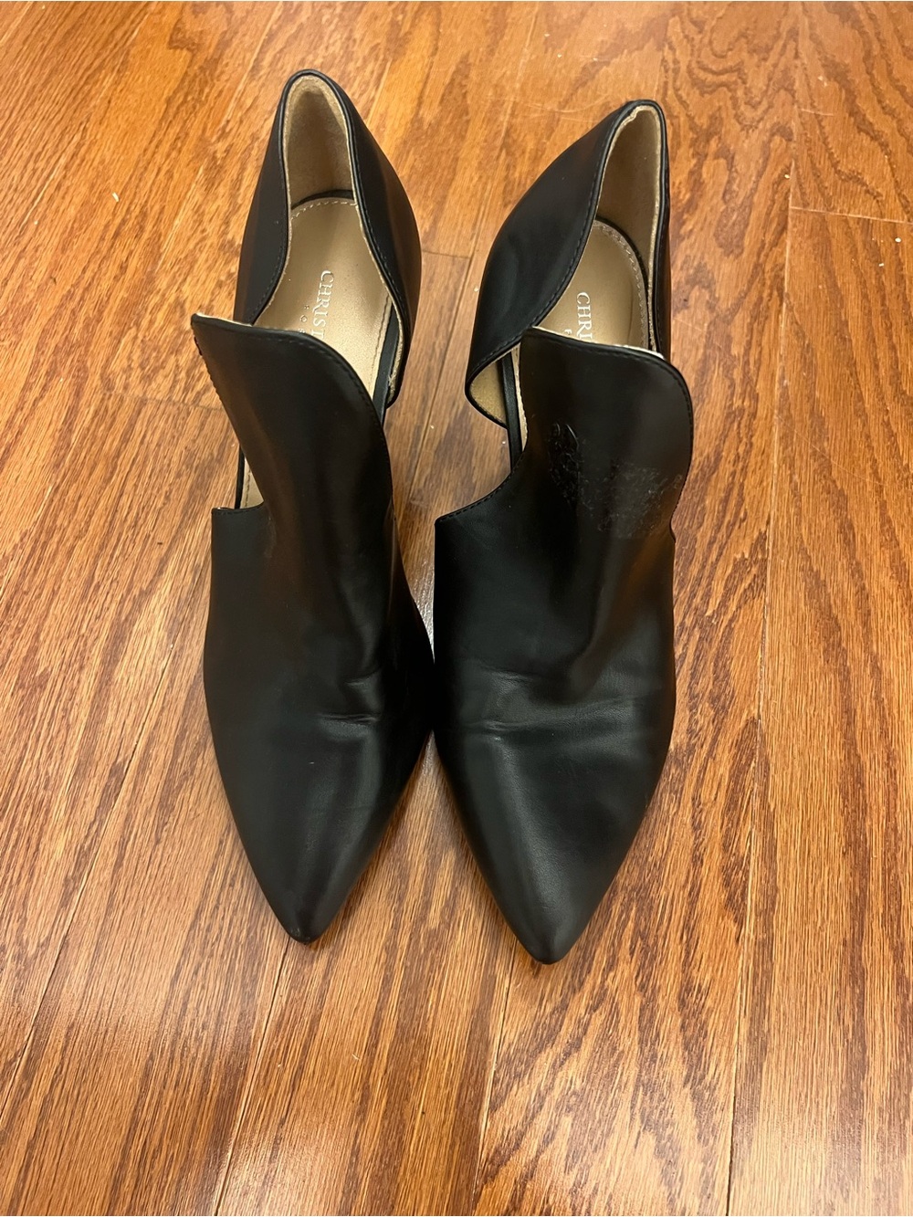 Christopher Kane Black Leather Pointed D'Orsay Heels